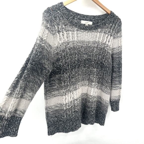 LOFT Sweater Womens XL Gray Pullover Wool Rabbit Hair Blend Chunky Knit - Picture 3 of 6